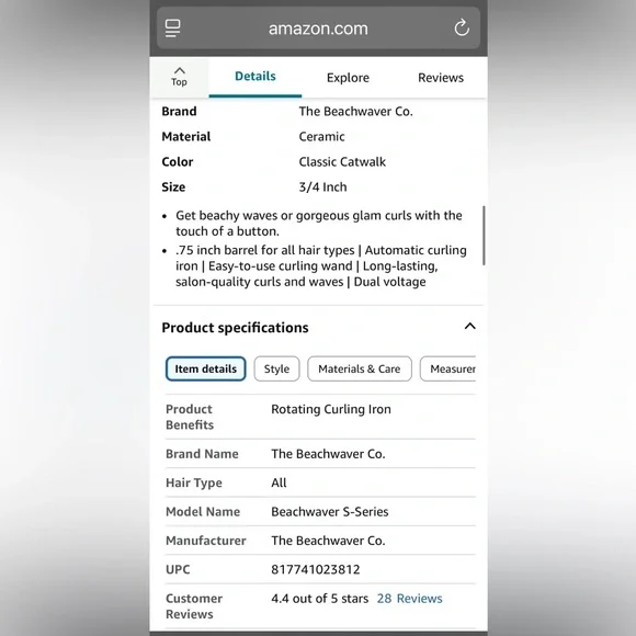 Beachwaver .75 S Curling Iron - Picture 4 of 4